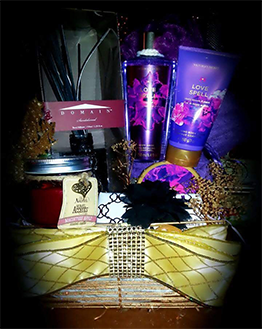 Gift Basket With Different Kinds Of Perfume And Lotion